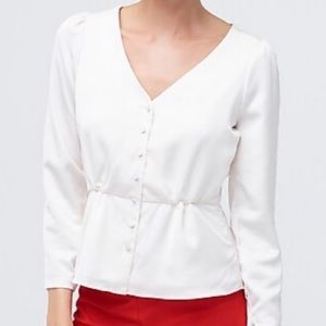 J. Crew Satin Back Crepe Button Front Blouse